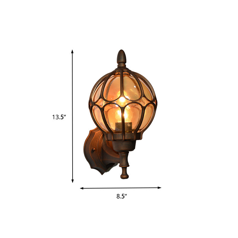 Globe Living Room Wall Light Fixture Industrial Amber Glass 1 Light Black/Gold/Bronze Sconce Lamp, 8.5