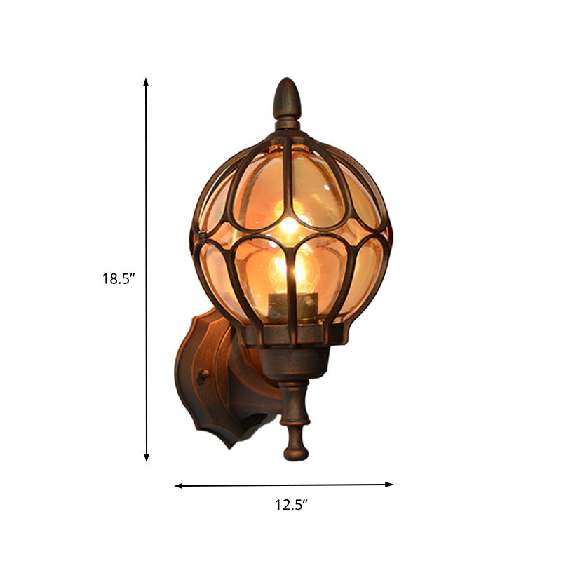 Globe Living Room Wall Light Fixture Industrial Amber Glass 1 Light Black/Gold/Bronze Sconce Lamp, 8.5