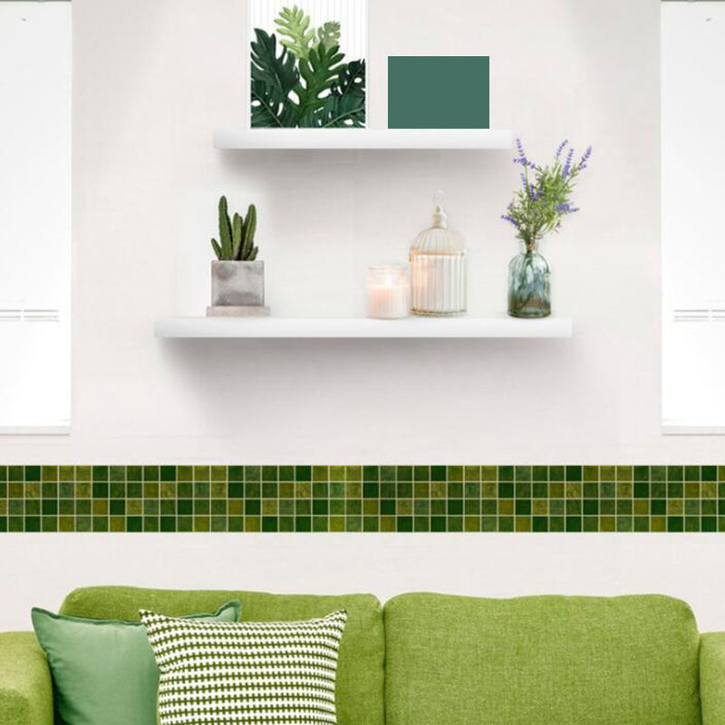 Retro Mosaic Tile Stick Wallpapers Green Living Room Wall Decor, 21.5-sq ft (2 Pcs) Green Clearhalo 'Wall Decor' 'Wallpaper' 1507828