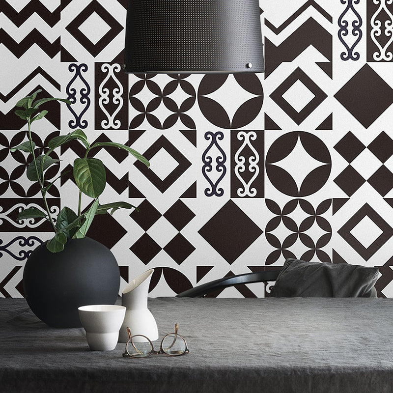 Black Modern Peel Wallpaper Panels 8' L x 8