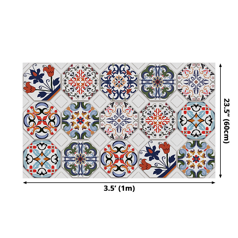 Mandala Tiles Wallpaper Panel Set in Blue PVC Wall Art, Peel and Paste, 3.5' x 8