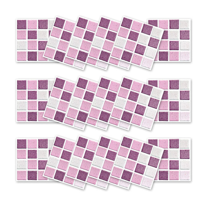 Pink Mosaic Tiles Wallpaper Panel Peel and Stick Wall Decoration for Kitchen, 54 Pcs Clearhalo 'Wall Decor' 'Wallpaper' 1507943