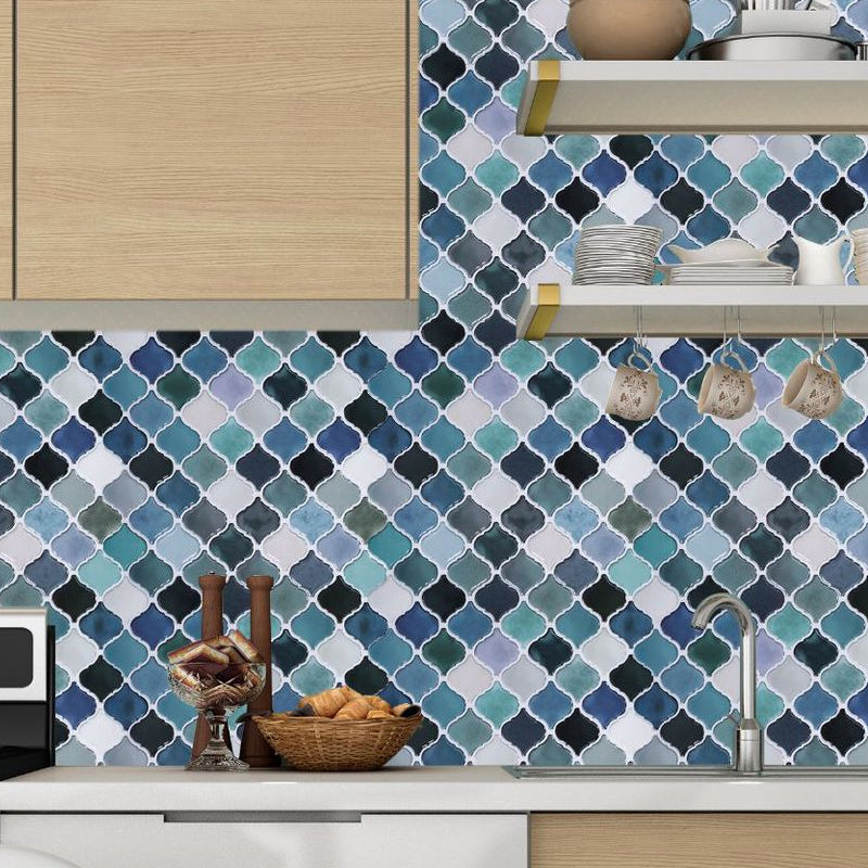 Green Mosaics Tile Wallpapers Quatrefoil Pattern Boho Stick On Wall Decor for Kitchen Clearhalo 'Wall Decor' 'Wallpaper' 1507966