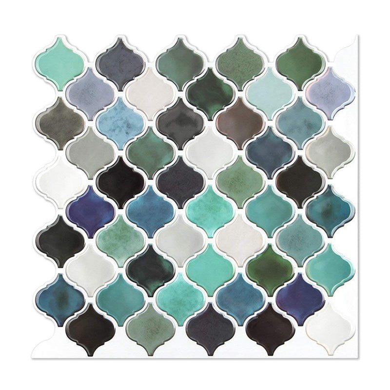 Green Mosaics Tile Wallpapers Quatrefoil Pattern Boho Stick On Wall Decor for Kitchen Clearhalo 'Wall Decor' 'Wallpaper' 1507968