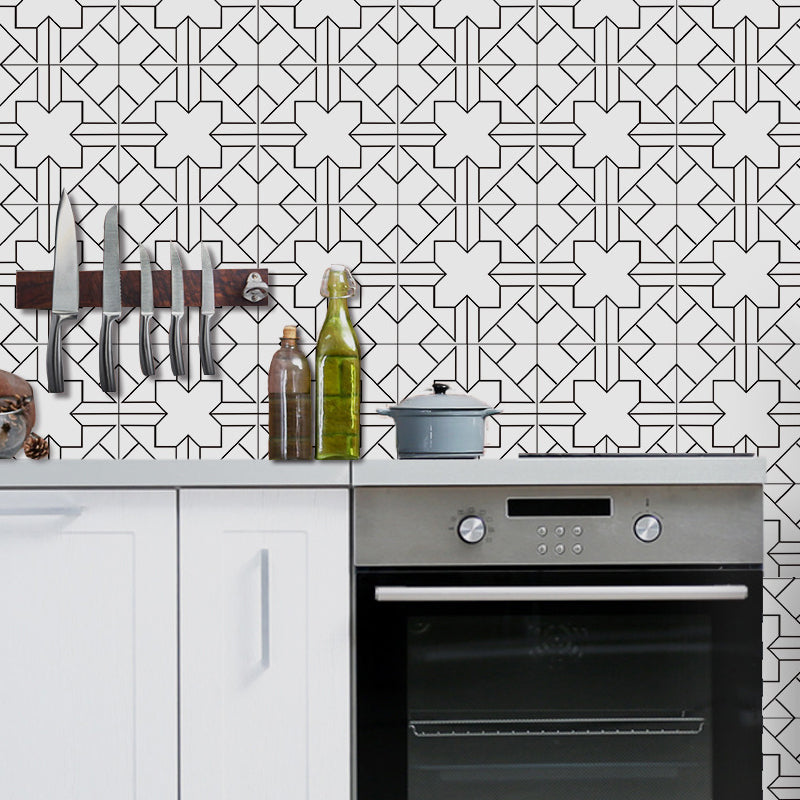 Symmetric Wallpaper Panels Modern Peel and Stick Kitchen Wall Decor, 3.5' L x 8