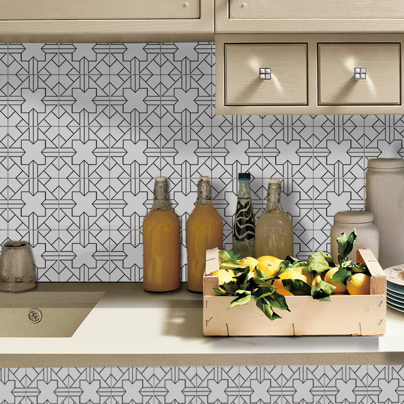 Symmetric Wallpaper Panels Modern Peel and Stick Kitchen Wall Decor, 3.5' L x 8