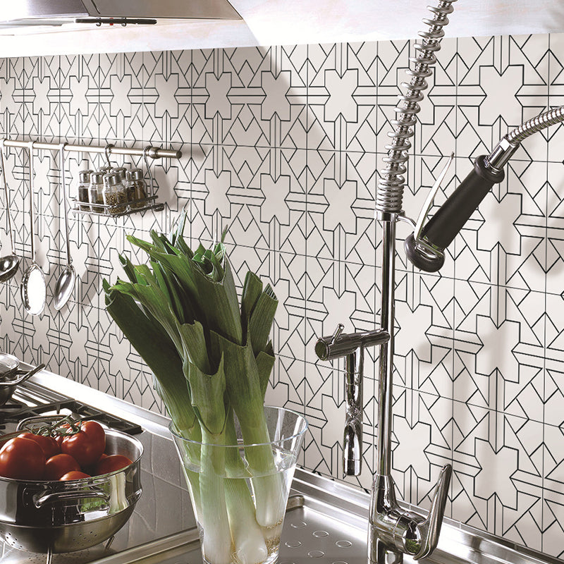 Symmetric Wallpaper Panels Modern Peel and Stick Kitchen Wall Decor, 3.5' L x 8