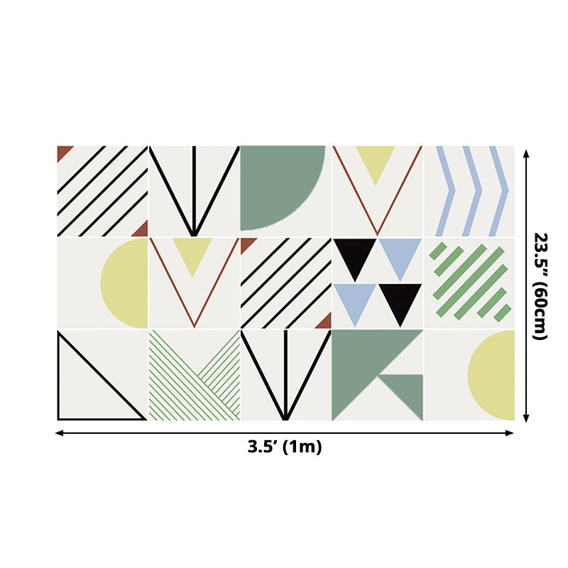 Modern Geometric Shapes Stick Wallpapers Bright Color Kitchen Wall Art, 3.5' L x 23.5