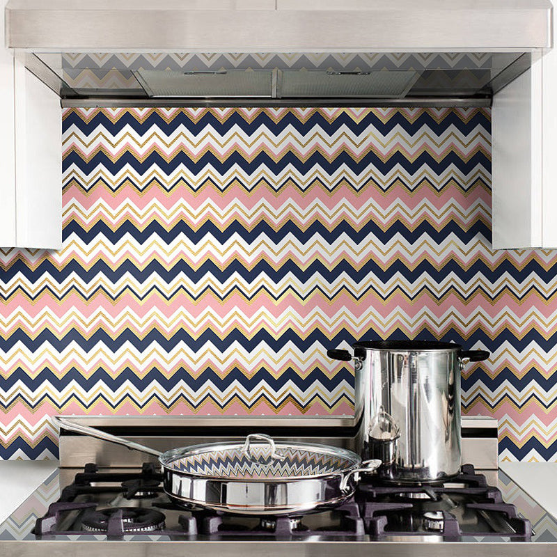 Modern Zigzag Wallpaper Panel Set for Kitchen 65.5' x 8