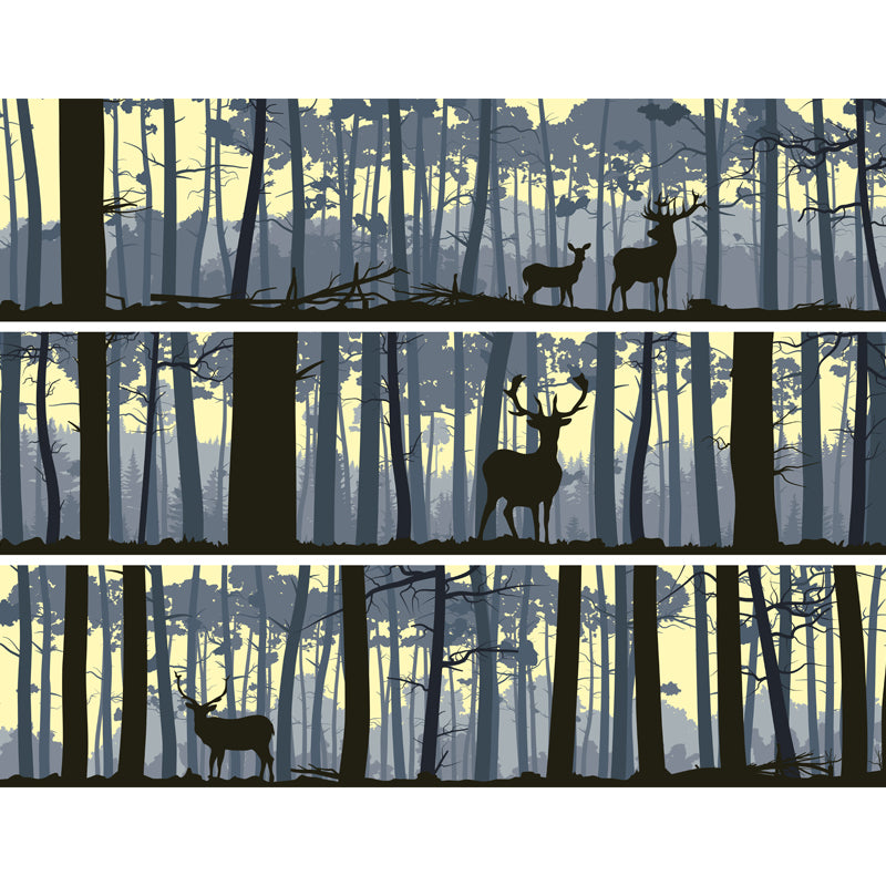 Stag in the Forest Mural Nordic Waterproofing Bedroom Wall Decor, Made to Measure Clearhalo 'Wall Decor' 'Wall Mural' 1508703