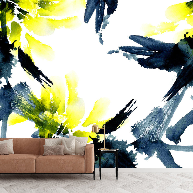 Watercolor Bird and Branch Mural Artistic Washable Bedroom Wall Decor, Custom Made Black Clearhalo 'Wall Decor' 'Wall Mural' 1508870