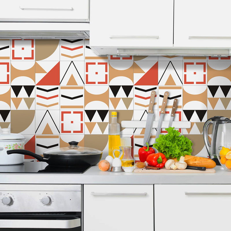 Bohemian Wallpaper Panel Set Vinyl Peel and Stick Wallpaper for Kitchen Backsplash Orange Clearhalo 'Wall Decor' 'Wallpaper' 1508934