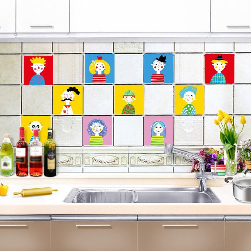 Hand-Print Character Wallpaper Panels Cartoon PVC Adhesive Wall Covering for Child Room Red-Yellow-Blue-Green Clearhalo 'Wall Decor' 'Wallpaper' 1512185