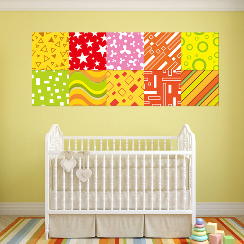 Geometric Pattern Stick Wallpapers in Red-Yellow-Green Kids Style Wall Art for Nursery Clearhalo 'Wall Decor' 'Wallpaper' 1512224