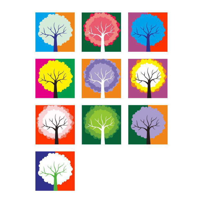 Childrens Art Trees Wallpaper Panel Red-Yellow-Blue-Green Stick On Wall Decor for Bedroom Clearhalo 'Wall Decor' 'Wallpaper' 1512229