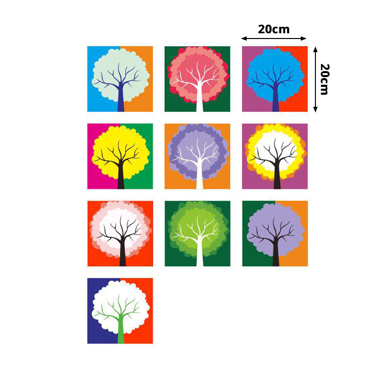 Childrens Art Trees Wallpaper Panel Red-Yellow-Blue-Green Stick On Wall Decor for Bedroom Clearhalo 'Wall Decor' 'Wallpaper' 1512230