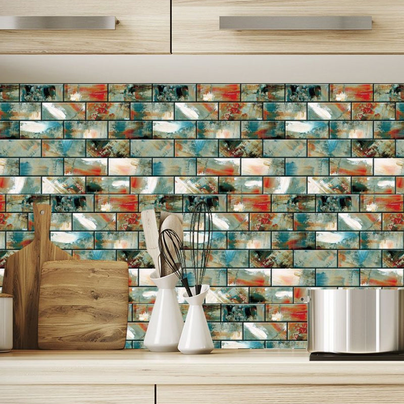 Grey-Green Brickwork Wallpapers Graffiti Cyberpunk Peel off Wall Art for Kitchen Gray-Green Clearhalo 'Industrial wall decor' 'Industrial' 'Wallpaper' Wall Decor' 1512325