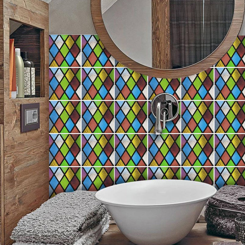 Adhesive Latticework Mosaic Wallpapers 50 Pieces Bohemian PVC Wall Decor, 6' x 6