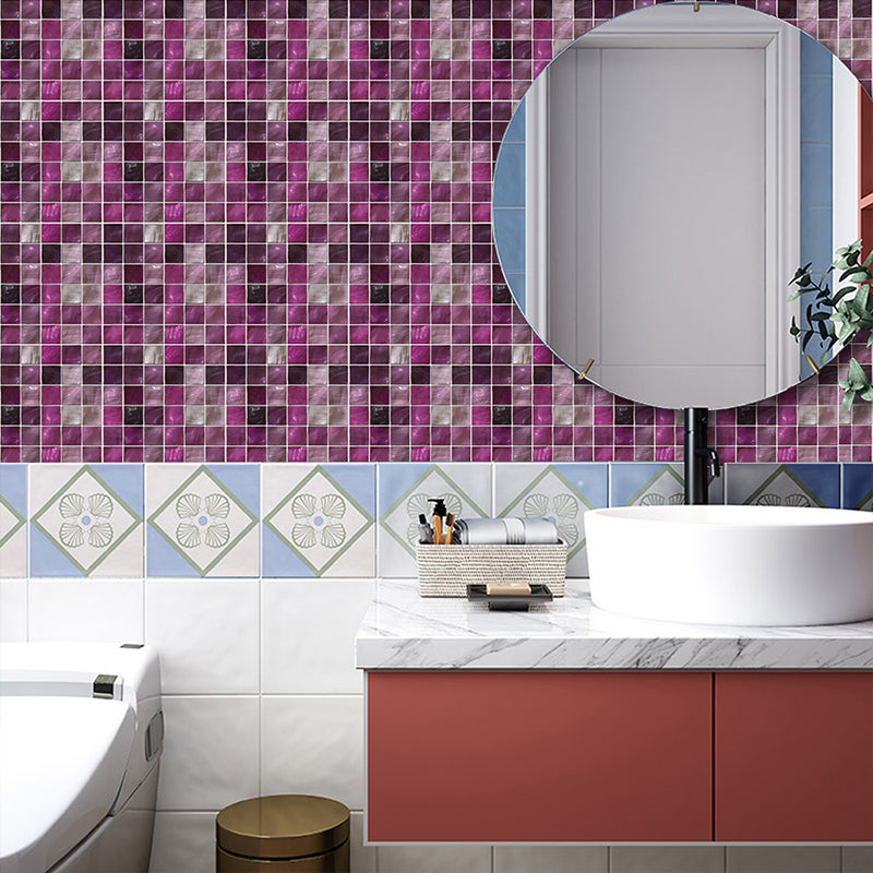 Bohemian Mosaic Tiles Peel Wallpapers for Bathroom 20 Pcs 8.6-sq ft Wall Decor in Purple Clearhalo 'Wall Decor' 'Wallpaper' 1512947