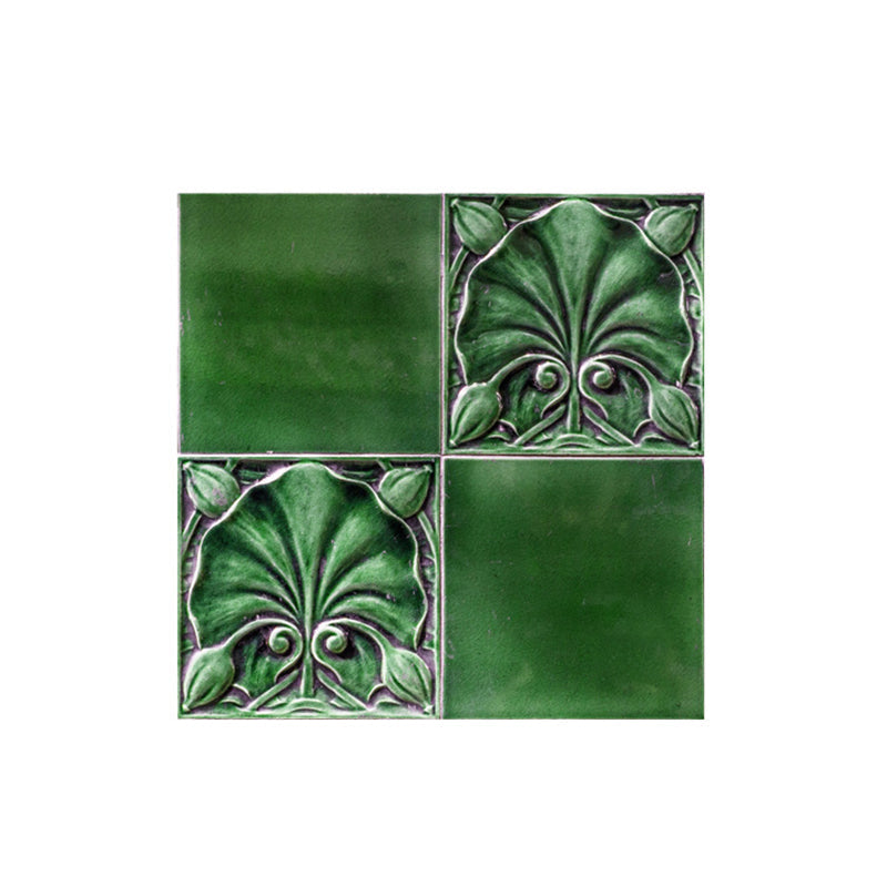 Retro Floral Mosaics Wallpaper Panel Set 20 Pieces Green Peel and Stick Wall Art for Washroom Clearhalo 'Wall Decor' 'Wallpaper' 1512958