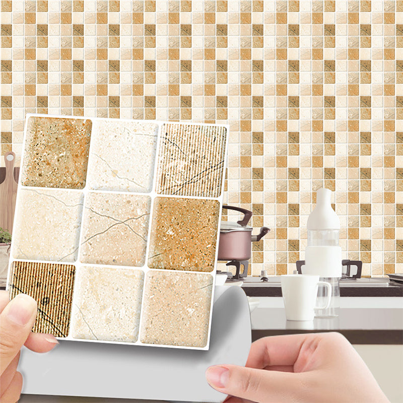 36 Pieces Mosaics Tiles Wallpapers Brown PVC Wall Decor, Peel and Paste, 4' L x 4