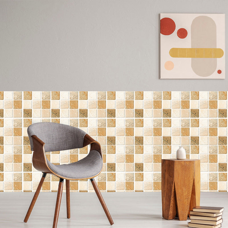 36 Pieces Mosaics Tiles Wallpapers Brown PVC Wall Decor, Peel and Paste, 4' L x 4