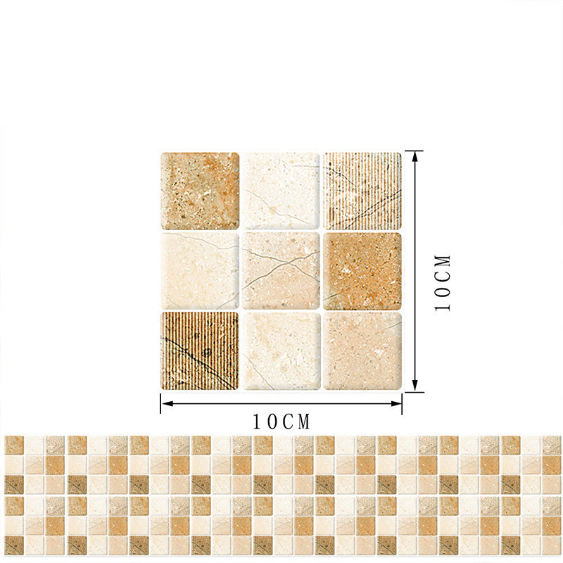 36 Pieces Mosaics Tiles Wallpapers Brown PVC Wall Decor, Peel and Paste, 4' L x 4