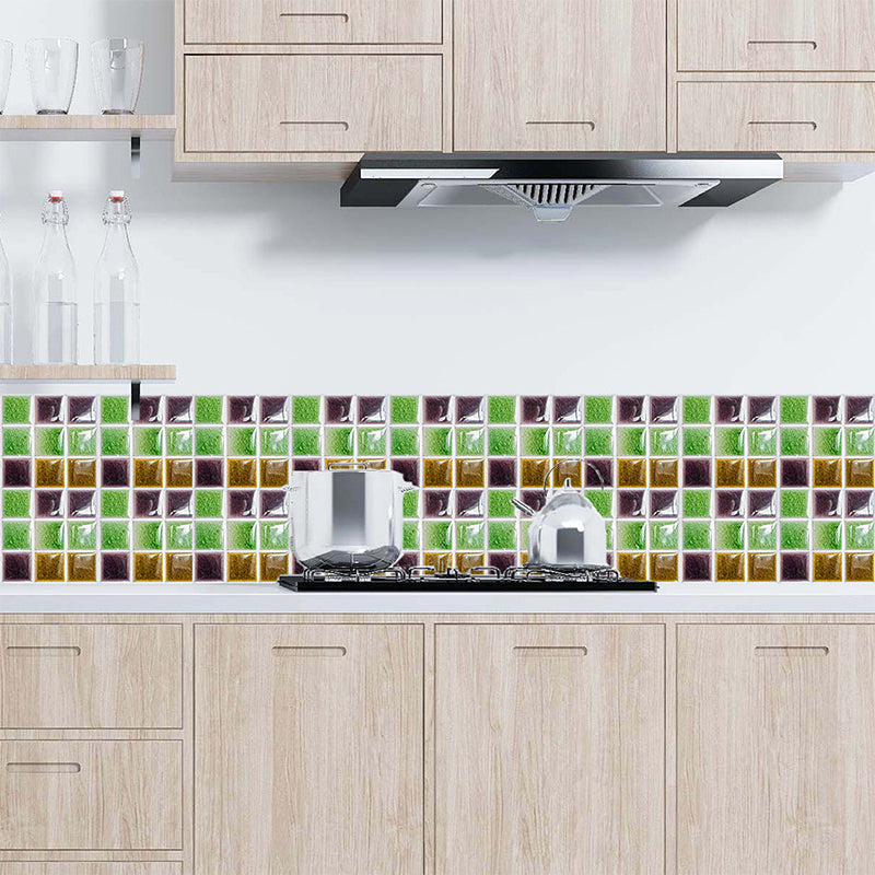 Modern Crackle Look Stick Wallpaper Panels 18 Pieces Green Mosaic Tile Wall Art for Kitchen Green Clearhalo 'Wall Decor' 'Wallpaper' 1512993