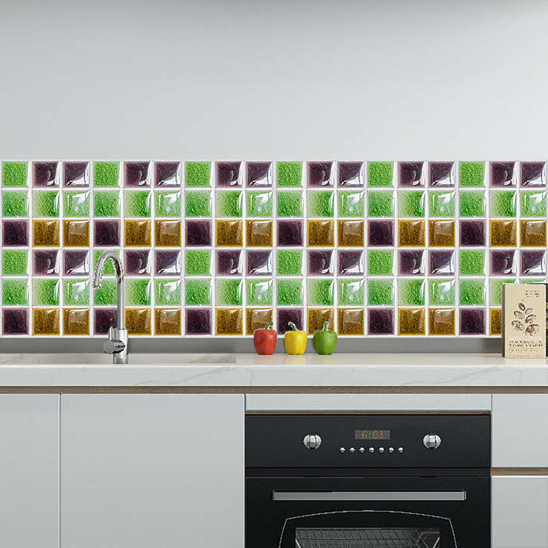 Modern Crackle Look Stick Wallpaper Panels 18 Pieces Green Mosaic Tile Wall Art for Kitchen Clearhalo 'Wall Decor' 'Wallpaper' 1512995