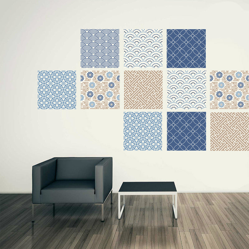 Blue Mediterranean Peel Wallpaper Panels 18 Pieces 8' L x 8