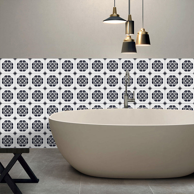 Geometric Octagon Pattern Wallpaper Border Vintage Smooth Self Sticking Wall Decor in Black Clearhalo 'Vintage wall decor' 'Vintage' 'Wallpaper' Wall Decor' 1513225