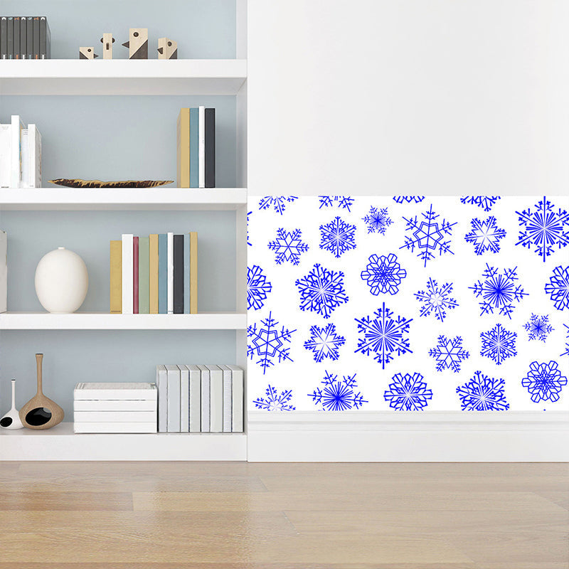 Self Sticking Snowflake Wallpaper Panels 18 Pcs Contemporary PVC Wall Art, 8' L x 8