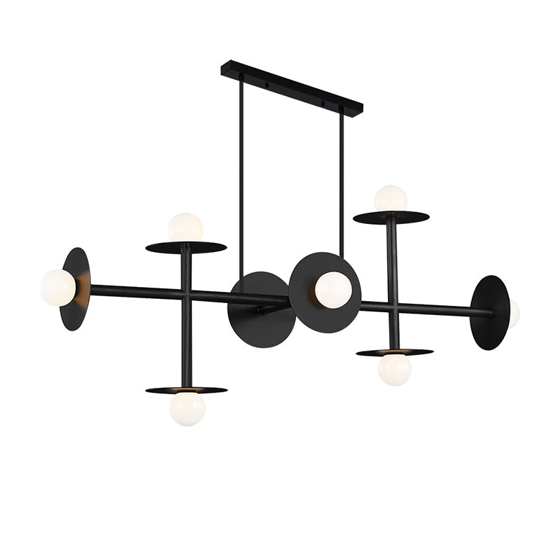 White Glass Orbit Island Pendant Modern 8-Head Black Ceiling Light Fixture for Kitchen Clearhalo 'Ceiling Lights' 'Island Lights' Lighting' 151493