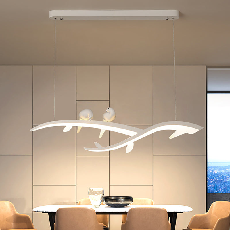 White Branch LED Island Light Modern 27