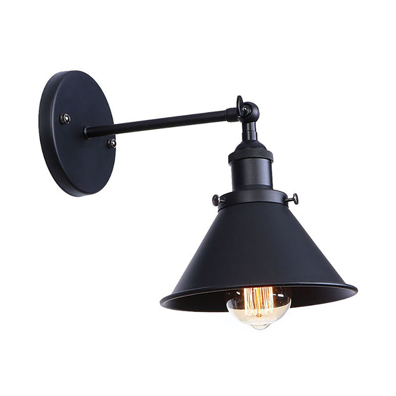 Black/Brass Finish Flared Sconce Light Fixture Industrial Metal 1 Bulb Bedroom Wall Light, 7