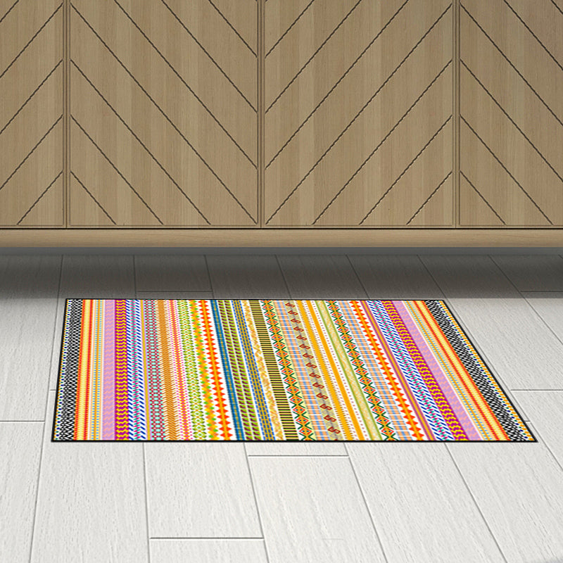 Vintage Geometric Stripe Rug in Yellow Bohemian Carpet Polyester Non-Slip Backing Rug for Living Room Clearhalo 'Area Rug' 'Bohemian' 'Rugs' Rug' 1516075