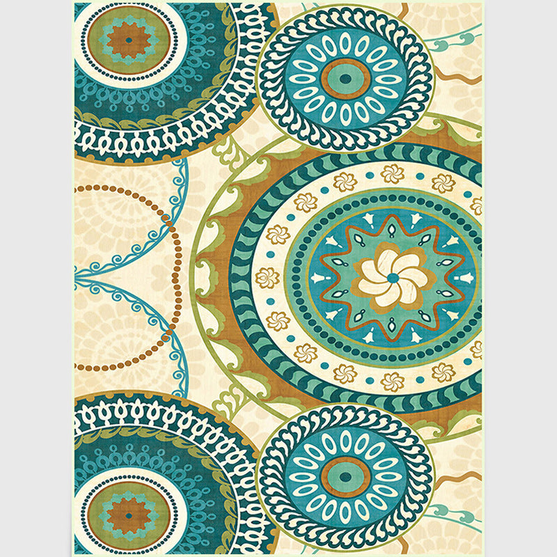 Yellow Moroccan Rug Polyester Flower Circle Dots Pattern Area Rug Anti-Slip Backing Carpet for Home Decoration Clearhalo 'Area Rug' 'Moroccan' 'Rugs' Rug' 1516151