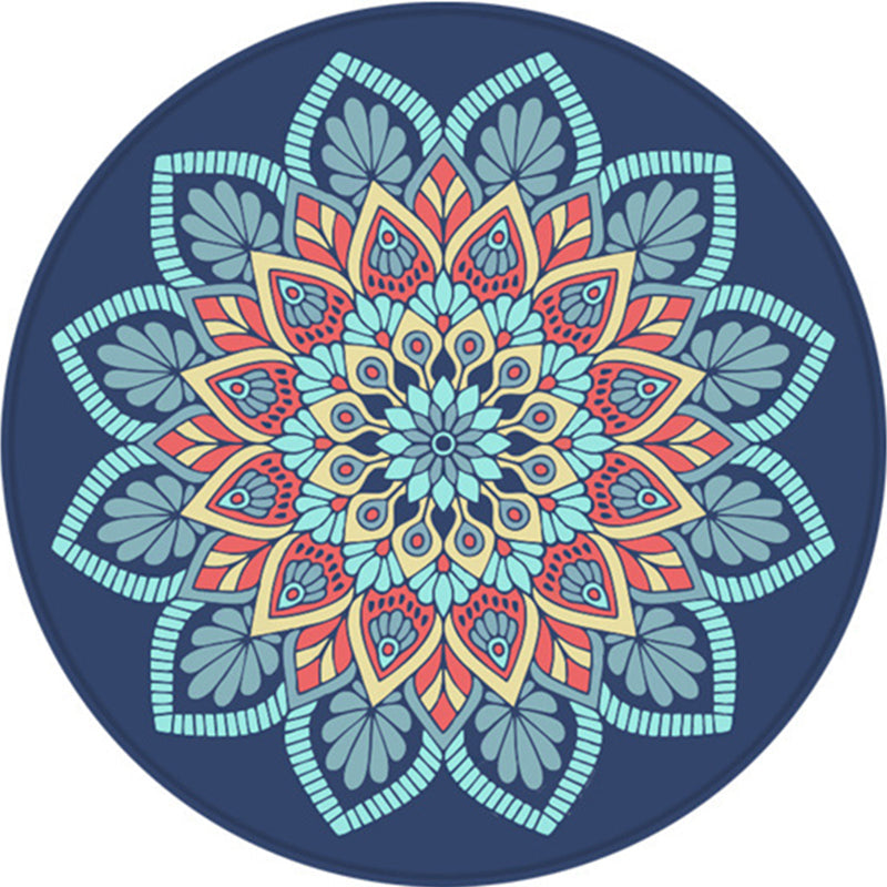 Tribal Southwestern Floral Rug Blue Polyester Rug Non-Slip Backing Area Rug for Bedroom Clearhalo 'Area Rug' 'Rugs' 'Southwestern' Rug' 1516307