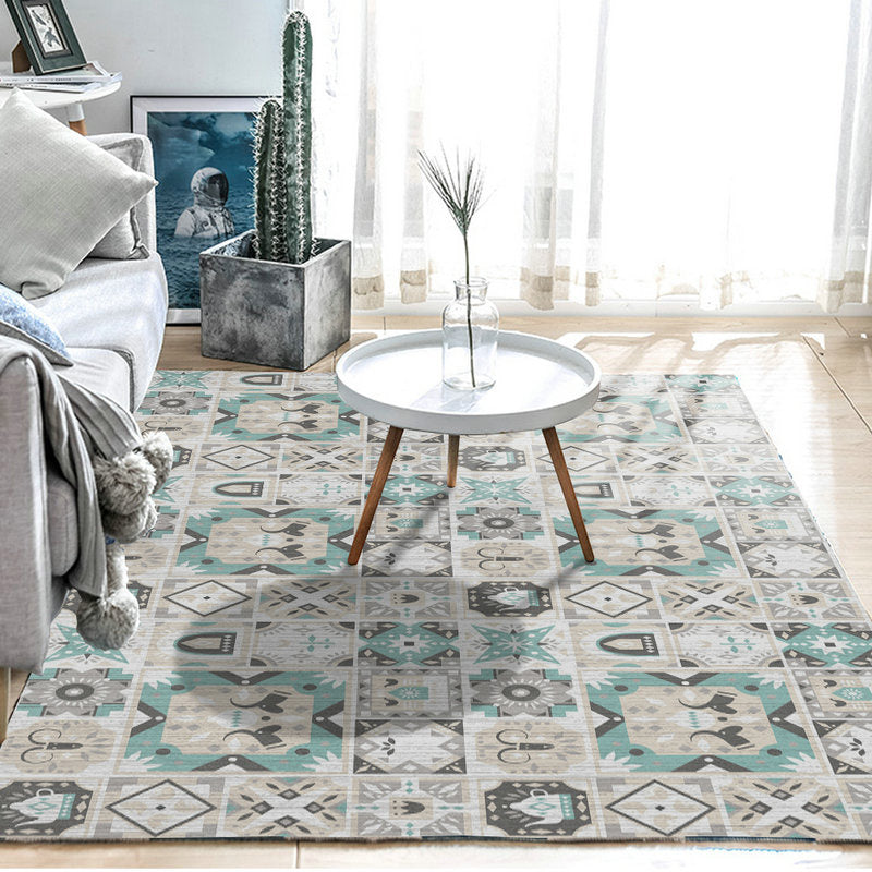 Ivory Bedroom Rug Moroccan Geometric Diamond Cross Pattern Rug Polyester Non-Slip Backing Area Rug Light Green Clearhalo 'Area Rug' 'Moroccan' 'Rugs' Rug' 1516566