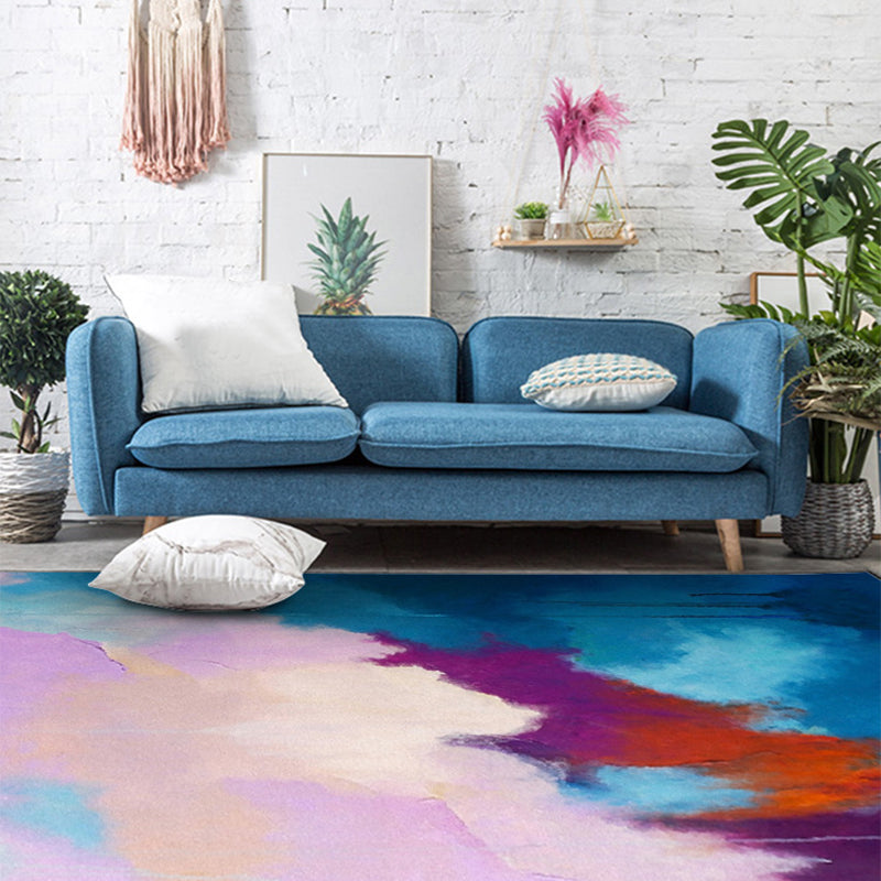 Minimalist Modern Rug Colorful Abstract Painting Print Area Rug Polyester Washable Carpet for Bedroom Blue Clearhalo 'Area Rug' 'Modern' 'Rugs' Rug' 1516683