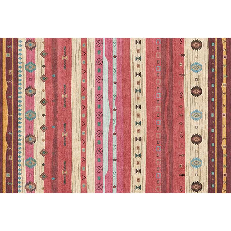 Funky Stripe Rectangle Diamond Rug in Red Bohemian Rug Polyester Non-Slip Backing Rug for Bedroom Clearhalo 'Area Rug' 'Bohemian' 'Rugs' Rug' 1516749