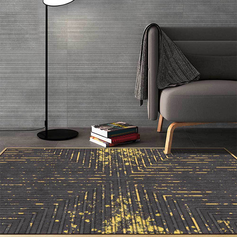 Modern Living Room Rug in Black and White Abstract Stripe Cross Pattern Rug Polyester Washable Carpet Black Clearhalo 'Area Rug' 'Modern' 'Rugs' Rug' 1517908