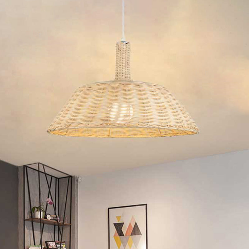 Country Style Hand-Woven Pendant Lighting with Barn Shade Rattan 15