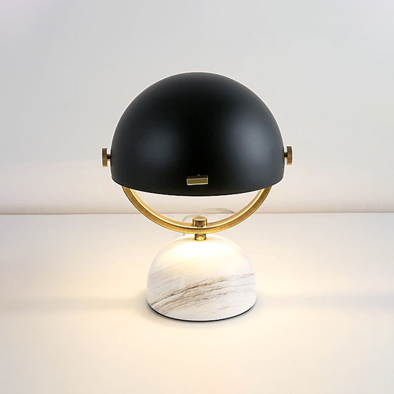 Black/Red Finish Domed Table Lamp Modern Style 1-Bulb Metal Table Light with Marble Base for Bedroom Clearhalo 'Lamps' 'Table Lamps' Lighting' 1523336