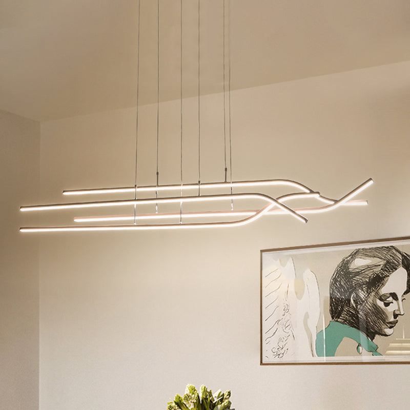 White/Brown Linear Chandelier Light Simplicity LED Acrylic Suspension Pendant in Warm/White Light Clearhalo 'Ceiling Lights' 'Chandeliers' 'Modern Chandeliers' 'Modern' Lighting' 1523535