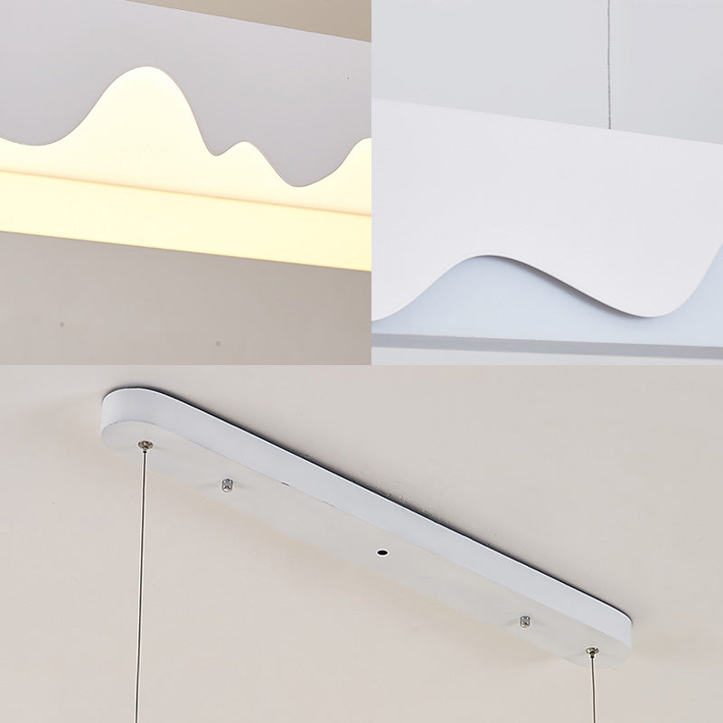 White/Black/Green Rectangular Linear Chandelier Modern Led Metal Hanging Ceiling Light in White/Warm Light, 35.5