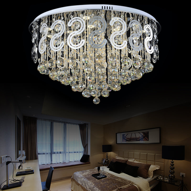 Vintage Style Layered Flush Mount Lighting Metal LED Ceiling Lamp with Crystal Ball in Clear Clearhalo 'Ceiling Lights' 'Close To Ceiling Lights' 'Close to ceiling' 'Flush mount' Lighting' 152514