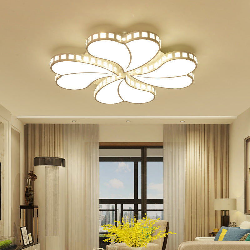 White Petal Flush Ceiling Light Contemporary Metal 20.5