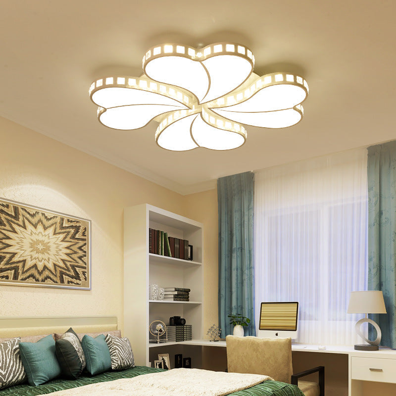 White Petal Flush Ceiling Light Contemporary Metal 20.5