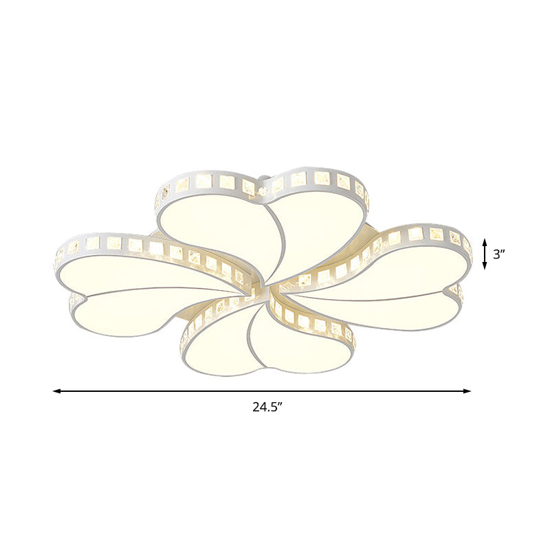 White Petal Flush Ceiling Light Contemporary Metal 20.5